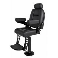 Siège de capitaine de bateau pliable en cuir PU, chaise de pilote marine avec support ergonomique et piédestal pour yacht, ponton, usage commercial maritime