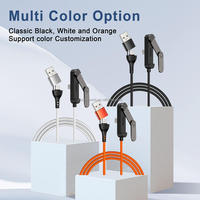 Cable de Datos Trenzado 2 en 1 de Carga Rápida Premium de 65W, USB A/Tipo-C, con Soporte Plegable Triple para iPhone 17