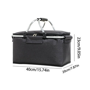 Black Large Capacity Thickened Portable Aluminum <b>Rack</b> Insulation Basket Foldable Outdoor Picnic Basket One Pack - Product Image 6