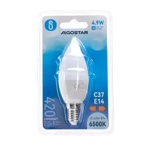 Bombilla LED C37 E14 4.9W, eficiencia energética, luz cálida, ideal para lámparas decorativas y ambientes acogedores. - Product Image 2