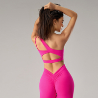 Soutien-gorge de sport exclusif pour femme, asymétrique, maintien moyen, en Spandex/Nylon, couleur unie, 230g, haute absorption des chocs