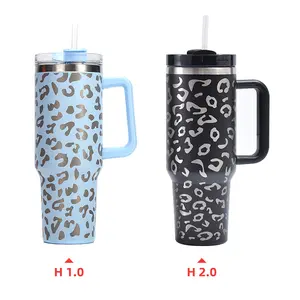 Ailingalaxy OEM Steel 40 Oz H2.0 H1.0 Tumbler For Laser Engraving Double Walled Insulated 40oz Cup Travel Mug With Handle