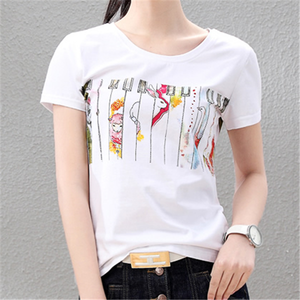 Las chicas Sexy apretado blanco manga corta T <span class=keywords><strong>camisa</strong></span> <span class=keywords><strong>mujer</strong></span> verano <span class=keywords><strong>Camisa</strong></span> de algodón T - Product Image 5