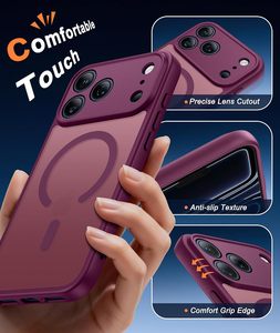 เคสแม่เหล็กสีแดงเชอร์รี่สำหรับ iPhone 18 Pro Max 17 16 15 14 13 12 แบบใส ป้องกันการตก รองรับการชาร์จไร้สาย - Product Image 5