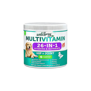 Multivitamines complètes pour chiens avec probiotiques et glucosamine, 26-en-1, saveur bœuf, comprimés à mâcher pour chiens, 60 unités - Product Image 1
