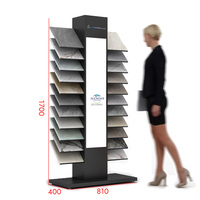 Présentoir vertical moderne haut de gamme avec éclairage LED - Écologique pour l'affichage de carreaux de céramique, de pierre, de parquet et de marbre