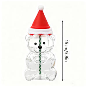 Bicchieri in Plastica a Forma di Orsetto Teddy <span class=keywords><strong>con</strong></span> Cappello Verde 2025, Design Carino <span class=keywords><strong>con</strong></span> Cannuccia per <span class=keywords><strong>Caffè</strong></span> - Product Image 5