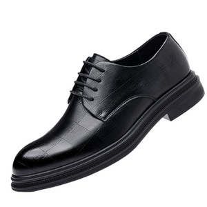 Chaussures Richelieu en cuir pour hommes, à bout pointu, noires, pour mariage d'automne, à semelle souple, à lacets, pour tenue de cérémonie et d'affaires - Product Image 5
