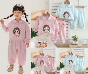 Ingrosso personalizzato carino cartone animato bambina 2 pezzi abbigliamento per bambini Casual collo a manica lunga pantaloni lunghi realizzati - Product Image 1