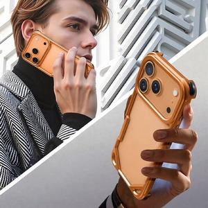 Étui de protection de luxe en métal aluminium avec cadre pare-chocs pour iPhone 17 16 15 Pro Max avec coque de protection souple en silicone aux quatre coins - Product Image 3