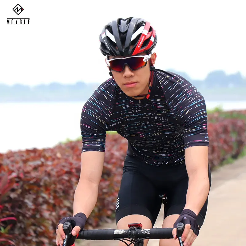 एमसाइकिल थोक साइकिलिंग कपड़े ग्रीष्मकालीन पुरुषों की साइकिलिंग शर्ट सांस लेने योग्य त्वरित सूखी छोटी आस्तीन वाली साइकिलिंग जर्सी परिधान