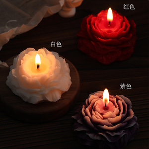 Flower Shaped Scented Candles Red White Purple Solid Fragrance For Home Wedding Decoration Elegant Style - Product Image 1