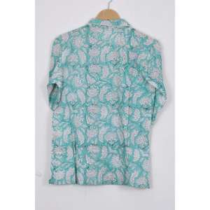 100% Cotton Blue Floral Cotton Pajama Set Hand Block Print Women's Sleepwear Women's Comfortable Nightwear Sets - Product Image 6