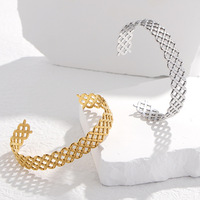Mode Offre Spéciale En Acier Inoxydable Ouvert Manchette Bracelets Bijoux pour Femmes Minimaliste Tissé Tennis Sport Bracelets