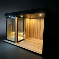 Sauna de Luxe Personnalisé en Bois Massif avec Douche Extérieure Intégrée, Spa Moderne pour Villa, Sauna en Bois Massif, Bain de Vapeur Humide et Baignoire de Glace
