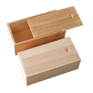 Boîte de rangement de bijoux en bois couverture coulissante de mariage coffrets cadeaux à la main carré en bois créatif Logo personnalisé boîte en bois à la main