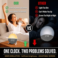 Nouvelle promotion : Réveil intelligent avec lumière d'aube, horloge numérique de table, 7 couleurs RVB, naturel, OEM ODM personnalisé, vente en gros
