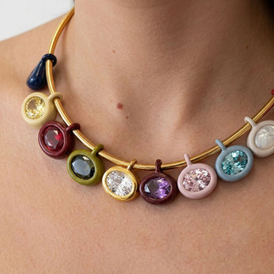 <span class=keywords><strong>Collana</strong></span> con Ciondolo a Forma di Oliva in Zaffiro Rosa, Placcato Oro, Gioiello Religioso alla Moda, Charm Carino per Regalo - Product Image 1