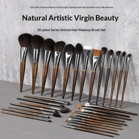 Ensemble de 30 pinceaux de maquillage en poils naturels, pinceaux professionnels complets pour les maquilleurs, les écoles de formation, manche en bois