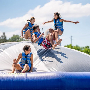 Dôme de trampoline aquatique gonflable, équipement de jeux d'extérieur en PVC, design bleu et blanc pour utilisation en aquaparc - Product Image 3