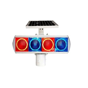 Solar Traffic Warning <b>Light</b> Red Blue Led Flashing <b>Pole</b> Mount Ip65 Aluminum Frame Pc Material - Product Image 5