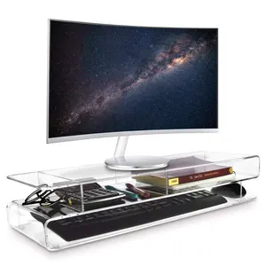 Acrylic Monitor Stands 3 Tier Storage Riser Laptop Tray For Desk