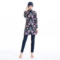 Nouvelle conception, 4 pièces, maillot de bain musulman islamique pour femmes, couvrant entièrement, imprimé, protection solaire