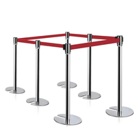 Barrière de contrôle de file d'attente en acier inoxydable de haute qualité, empilable, en forme de U, avec ceinture rétractable