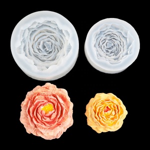 2 estilos 3D peonía flor azúcar Chocolate silicona Fondant molde para decoración de pasteles 3D hecho a mano jabón gota molde de silicona - Product Image 1