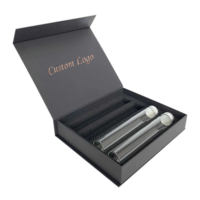 Emballage de boîte cadeau magnétique noire de marque de luxe pour tubes en verre et parfums avec insert en mousse