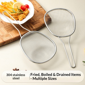 Ensemble d'ustensiles de cuisine en acier inoxydable anti-rouille : <span class=keywords><strong>passoire</strong></span>, louche et cuillère pour nouilles, soupes, pâtes, fritures, légumes et comme filtre alimentaire - Product Image 2