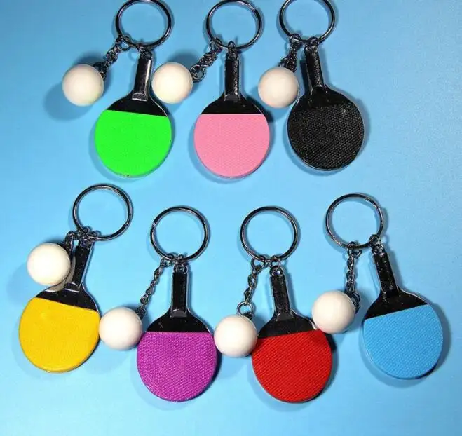 7 Color Sport Table Tennis Ball Badminton Bowling Keychain Key Chain Keyring Key Ring Souvenir Gift Accessories