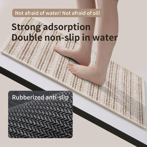 Alfombra de Baño Rectangular de Fibra de Poliéster Absorbente de Secado Rápido Antideslizante Diseño Nórdico con Patrón de Rayas Chenille Radiance - Product Image 5
