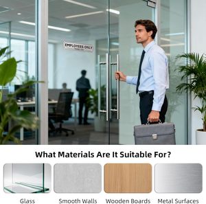 Pegatinas de Vinilo para Sinalización 'Solo para Empleados', 9x25 Pulgadas, Adhesivo Posterior, Metal Plateado Cepillado, Resistente al Agua y a la Decoloración, para Uso Comercial - Product Image 5