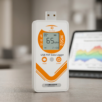 Registrador de Datos de Temperatura y Humedad USB, Gráficos Visuales, Informes Gráficos, Personalizable OEM/ODM, Material Plástico, Clasificación IP66, Pantalla LCD