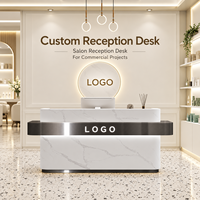 Comptoir de réception commercial de luxe avec logo personnalisé, design moderne pour salon de beauté, hôtel, bureau, magasin de détail