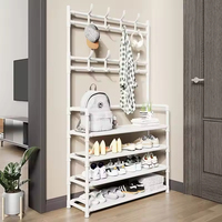 Meilleures ventes 2024 : Organisateur de rangement à chaussures pliable et empilable en métal pour salon, avec crochets de suspension