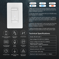 Interruptor de Luz Inteligente WiFi LangYeao, Compatible con Alexa, Google Home, Aplicación Tuya, Control Múltiple de 3 Vías, LED y CFL Regulables, Estándar Estadounidense