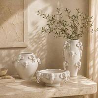 Vase en céramique blanche, éléphant 3D, vase décoratif pour fleurs, design sculptural pour salon, table console, décoration intérieure