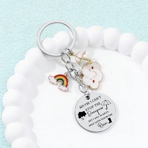 Porte-clés vintage classique en alliage d'acier inoxydable fait main, thème <span class=keywords><strong>m</strong></span>étéo, jours de pluie, encouragement, courage, souvenir - Product Image 1