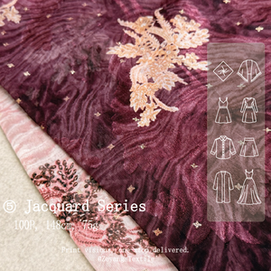 Tissu jacquard imprimé feuille de fougère rouge doré, très populaire, doux, infroissable et respirant pour vêtements féminins - Product Image 3