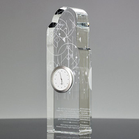 Plaque en cristal personnalisée pour entreprise avec accent bleu - Cadeau de reconnaissance et de remerciement