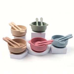 Juego de Alimentación para Bebés de Silicona 100% Personalizado, Libre de BPA, con Plato y Cucharas - Product Image 1
