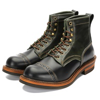 Bottes Martin à bout rond en cuir véritable pour hommes, bottes décontractées pour l'automne et l'hiver