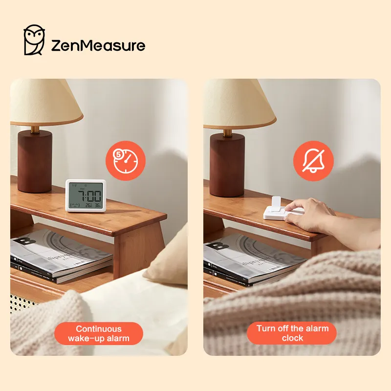 ساعة ذكية من ZenMeasure مزودة بخاصية الإنذار وتقنية البلوتوث وشاشة LCD وتسجل التغيرات في درجة الحرارة والرطوبة داخل المنزل