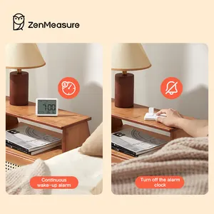 ZenMeasure Relógio inteligente LCD com função de alarme Bluetooth e registro de mudanças de temperatura e umidade interna