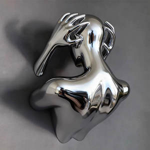 Escultura <span class=keywords><strong>de</strong></span> Resina 3D <span class=keywords><strong>de</strong></span> Tamaño Real <span class=keywords><strong>de</strong></span> una Persona Pensando, Color Plateado Cromado, Arte Moderno para Colgar en la Pared, Estatua Abstracta <span class=keywords><strong>de</strong></span> Fibra <span class=keywords><strong>de</strong></span> Vidrio Personalizada - Product Image 3