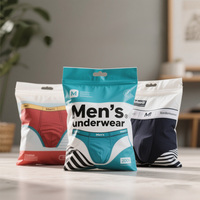 Sacs d'emballage personnalisés à fermeture latérale pour vêtements et sous-vêtements, pochettes zippées pour sous-vêtements homme et femme avec trous de suspension