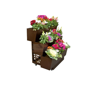 Pots de légumes personnalisés pour balcon chariot mobile à 3 niveaux pour la plantation de fleurs domestiques avec 4 roues et déplacement facile - Product Image 1