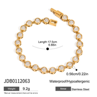 J&D Bracelet Tennis en Or 18 Carats pour Femme, Acier Inoxydable Zircon Style Vintage, Bijou Tendance pour Anniversaires, Style Simple et Élégant